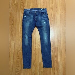 G- Star Raw - Reverend Skinny Distressed Blue Jeans. 34W/34L